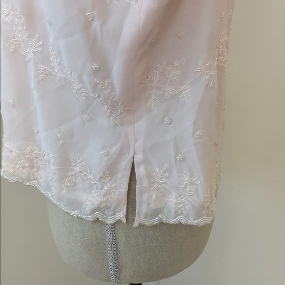 Y2K Vintage Blush Pink Beaded Sleeveless Top size 14 - Picture 4 of 6